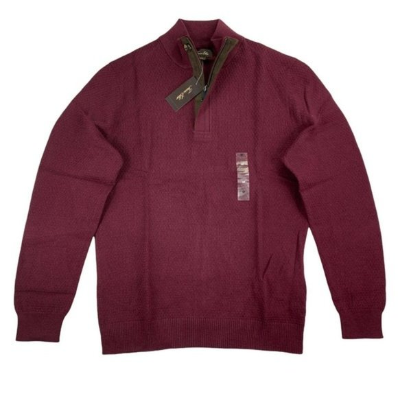 Tasso Elba Mens 1/4-Zip Cotton Nylon Pullover Sweater Red Plum M